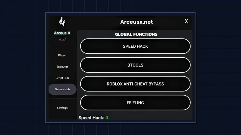 Arceus X Neo mod menu interface detail